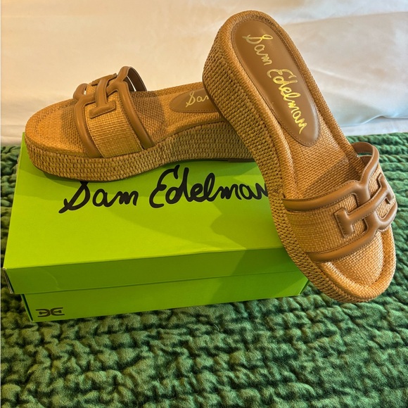 Sam Edelman Shoes - New!Sam Edelman Pauleena Raffia platform wedge sandals in the Sand Dune. SZ 8